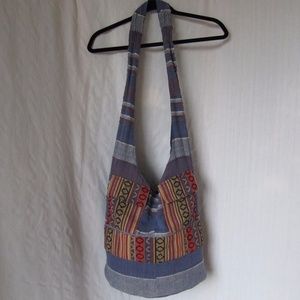 Boho Textile Hobo Crossbody Bag